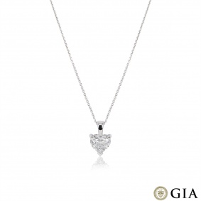 White Gold Heart Shaped Diamond Pendant 2.56ct D/SI1